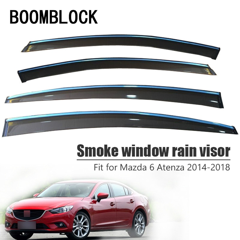 BOOMBLOCK 4pcs ڵ Ŀ   Sun Rain Wind Deflector   ABS For Mazda 6 Atenza Mazda6 2014-2018